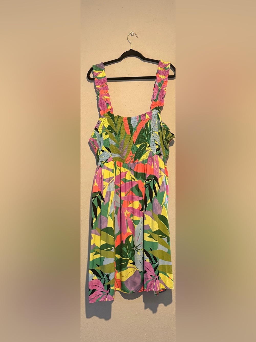 Terra & Sky Multicolor Tropical Leaf Print Dress
